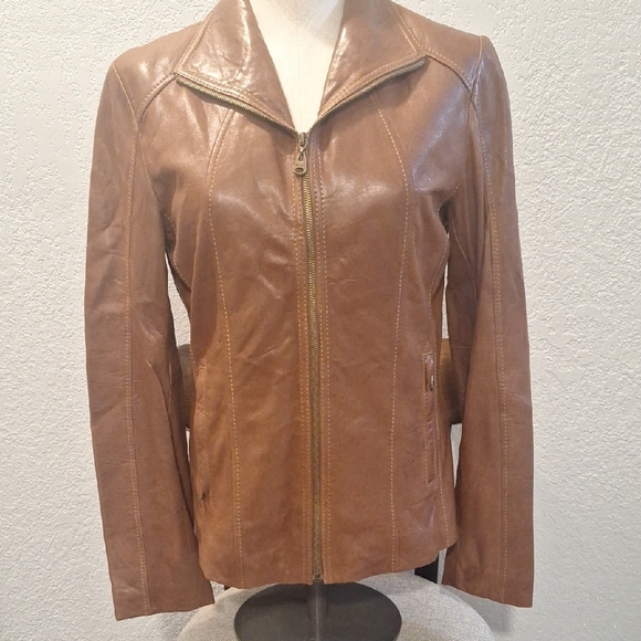 Marc New York Tan Leather Jacket - Picture 1 of 11
